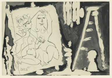 View full screen - View of Peintre et modèle devant une peinture (B. 1215; Ba. 1197).
