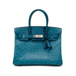 Bleu Cobalt Ostrich Birkin 30 Palladium Hardware, 2018