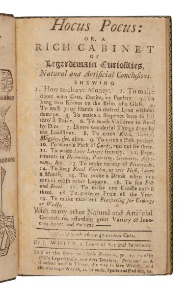 View full screen - View 1 of Lot 319. (Hocus Pocus) | "A Rich Cabinet of Legerdemain Curiosities" .