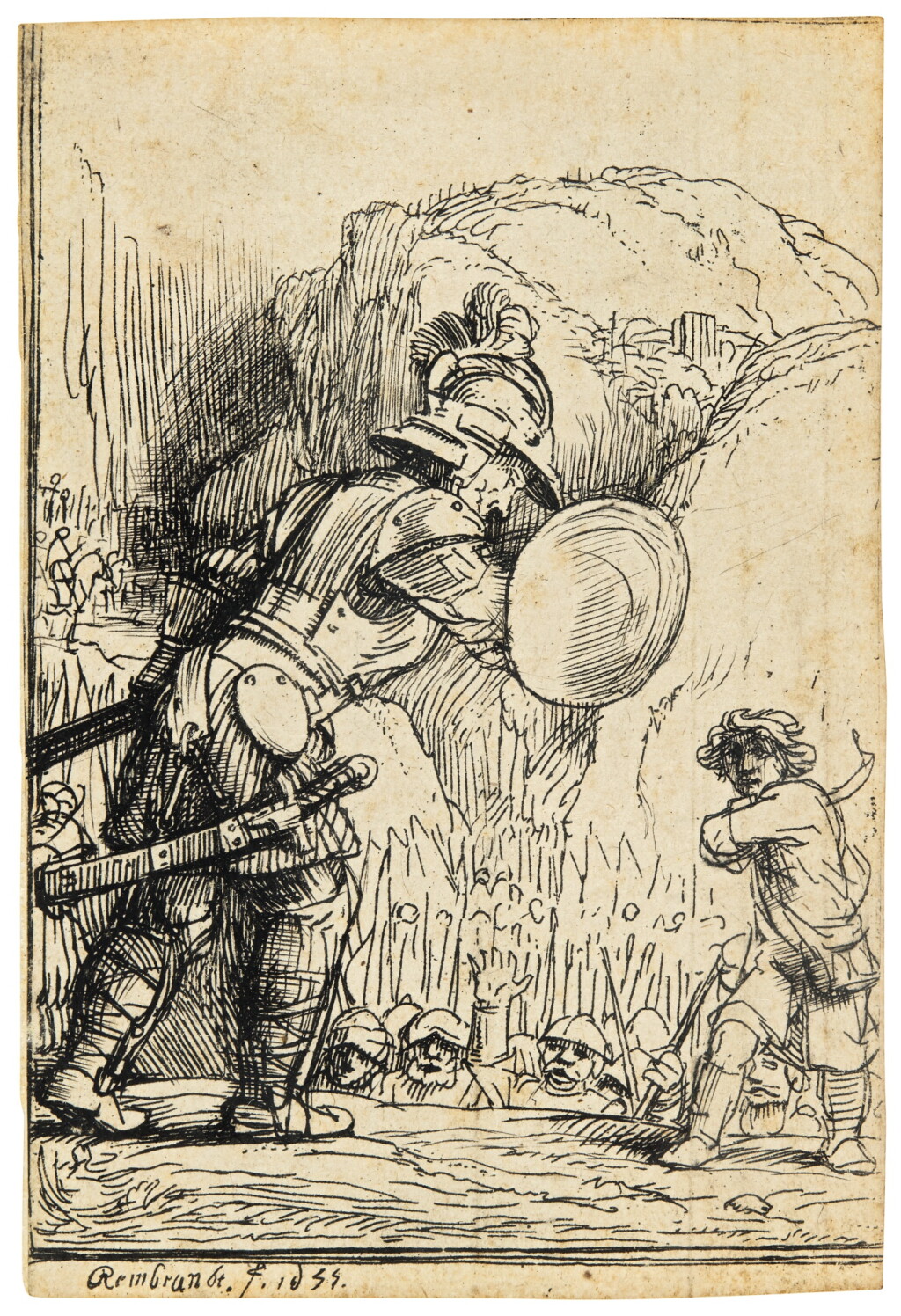 View full screen - View 1 of Lot 59. REMBRANDT HARMENSZ. VAN RIJN | DAVID AND GOLIATH (B., HOLL. 36; NEW HOLL. 288C; H. 284).