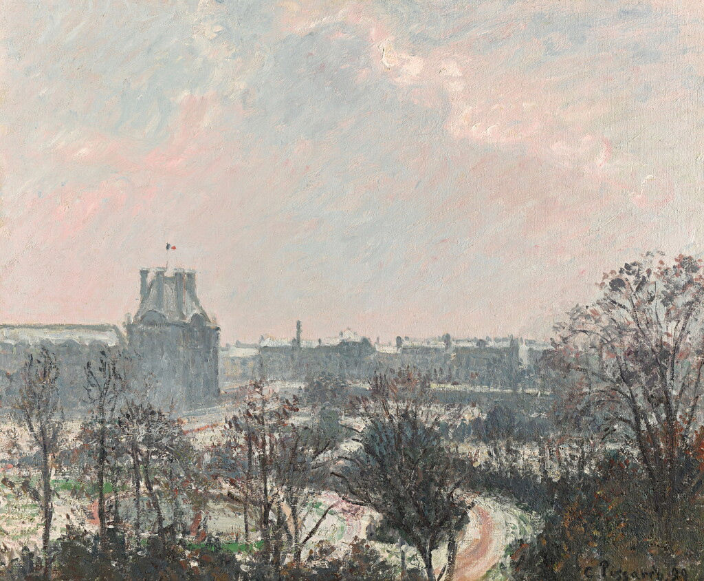 View full screen - View 1 of Lot 119. Le Jardin des Tuileries et le pavillon de Flore, effet de neige.