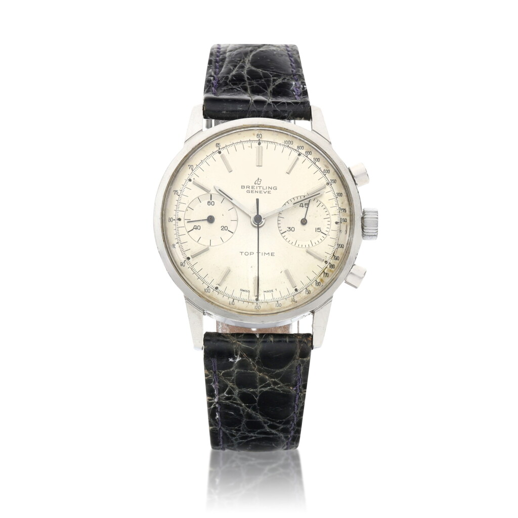 View full screen - View 1 of Lot 8126. Top Time, Reference 2002 | A stainless steel anti-magnetic chronograph wristwatch, Circa 1975 | 百年靈 | Top Time 型號2002 | 精鋼防磁計時腕錶,約1975年製.