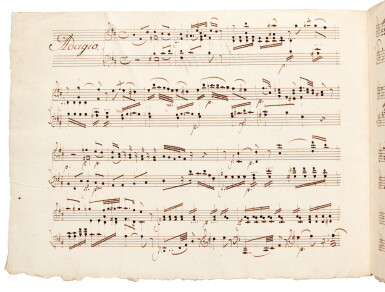 View full screen - View 1 of Lot 72. W. A. Mozart. Eighteenth-century scribal manuscript of the Adagio in B minor for piano, K.540, late C18th-early C19th.