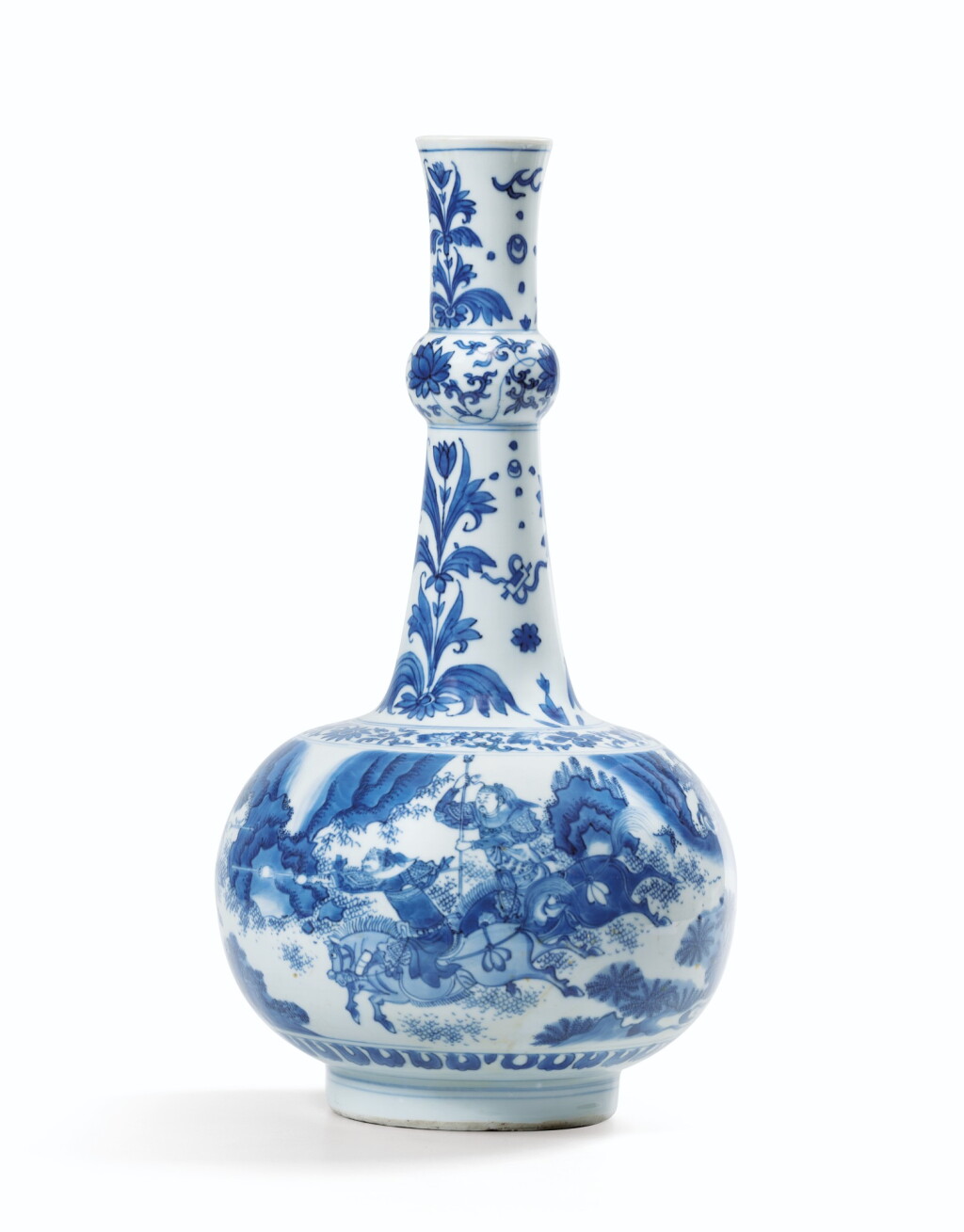 View full screen - View 1 of Lot 123. A blue and white garlic neck vase, China.