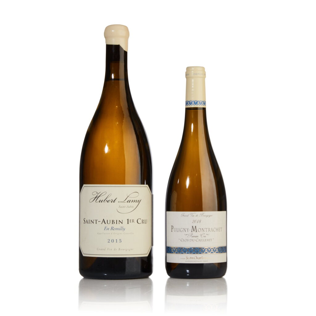 View full screen - View 1 of Lot 487. Saint Aubin, En Remilly 2015 Hubert Lamy and Puligny Montrachet, Clos du Cailleret 2018 Jean Chartron (1 MAG, 1 BT).