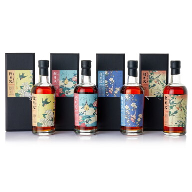 View full screen - View 1 of Lot 8346. 輕井澤 Karuizawa Single Sherry Cask 18 Year Old Flower and Bird Series Set NV (4 BT70).