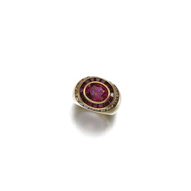 View full screen - View 1 of Lot 80. RUBY AND DIAMOND RING, HEMMERLE.