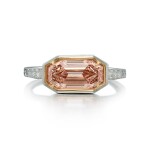 Fancy Orangy Pink Diamond and Diamond Ring