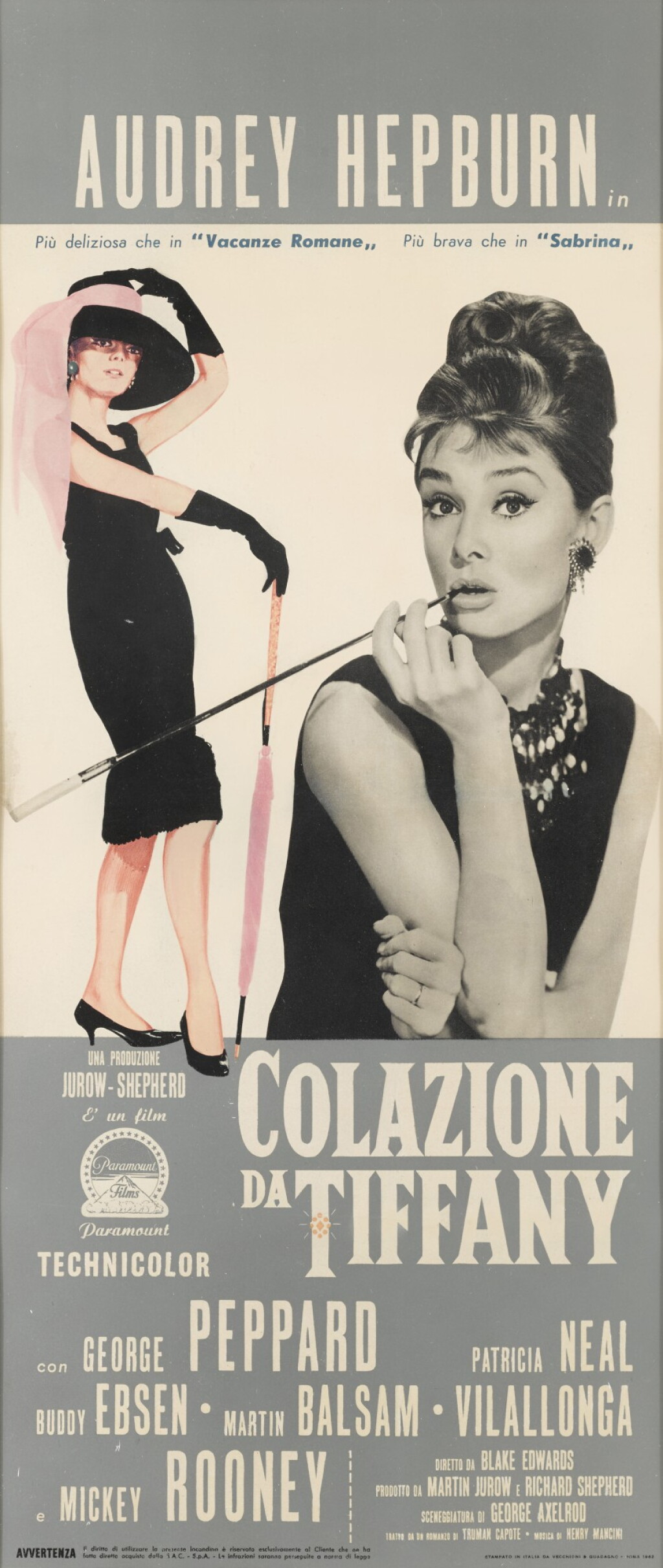View full screen - View 1 of Lot 91. Breakfast at Tiffany's/ Colazione de Tiffany (1961), poster, Italian.