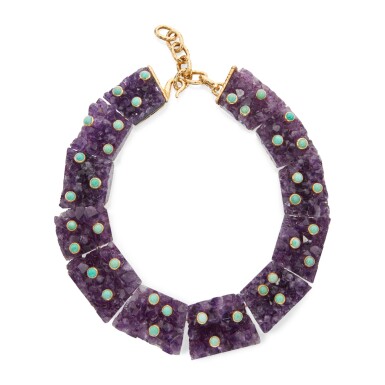 View full screen - View 1 of Lot 181. Amethyst and Turquoise Necklace.