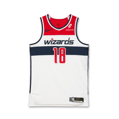View full screen - View 1 of Lot 13. Kyshawn George Washington Wizards 2025-2026 NBA Tip-Off Game Worn Association Edition Jersey | Career-High Points | 34 points | Double-Double | Matched to 2 Games .