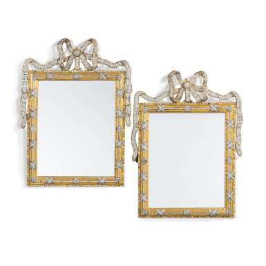 View full screen - View 1 of Lot 75. A pair of Austrian neoclassical gilt-bronze and rhinestone mirrors possibly supplied to Marie-Antoinette, Vienna, circa 1780.