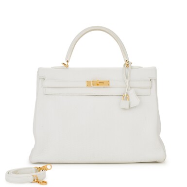 View full screen - View 1 of Lot 15. White Clemence Retourne Kelly 35 Gold Hardware, 2009.