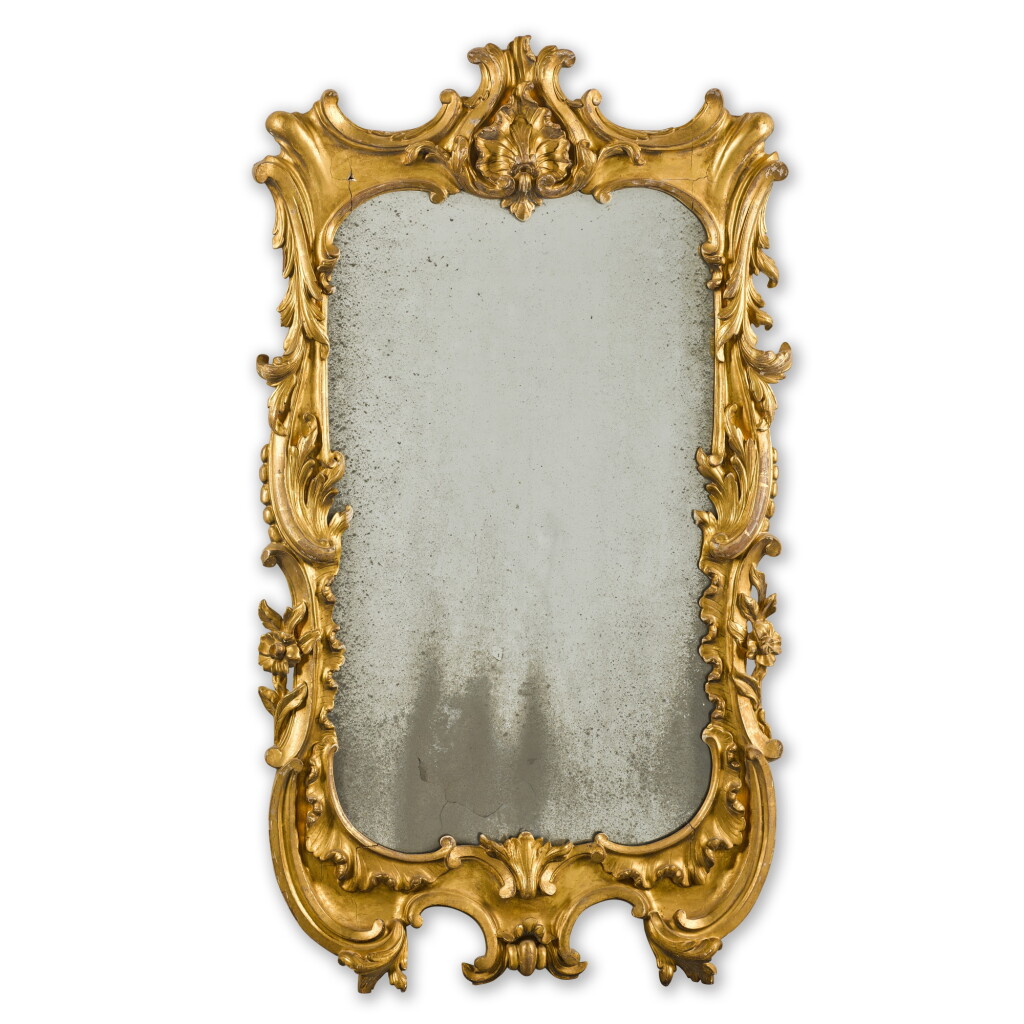 View full screen - View 1 of Lot 121. A George II carved giltwood mirror, possibly Northern European, mid-18th century.