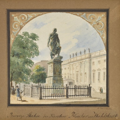 View full screen - View 1 of Lot 46. Bronzestatue des Fürsten Blücher von Wallstadt (Statue of Prince Blücher).