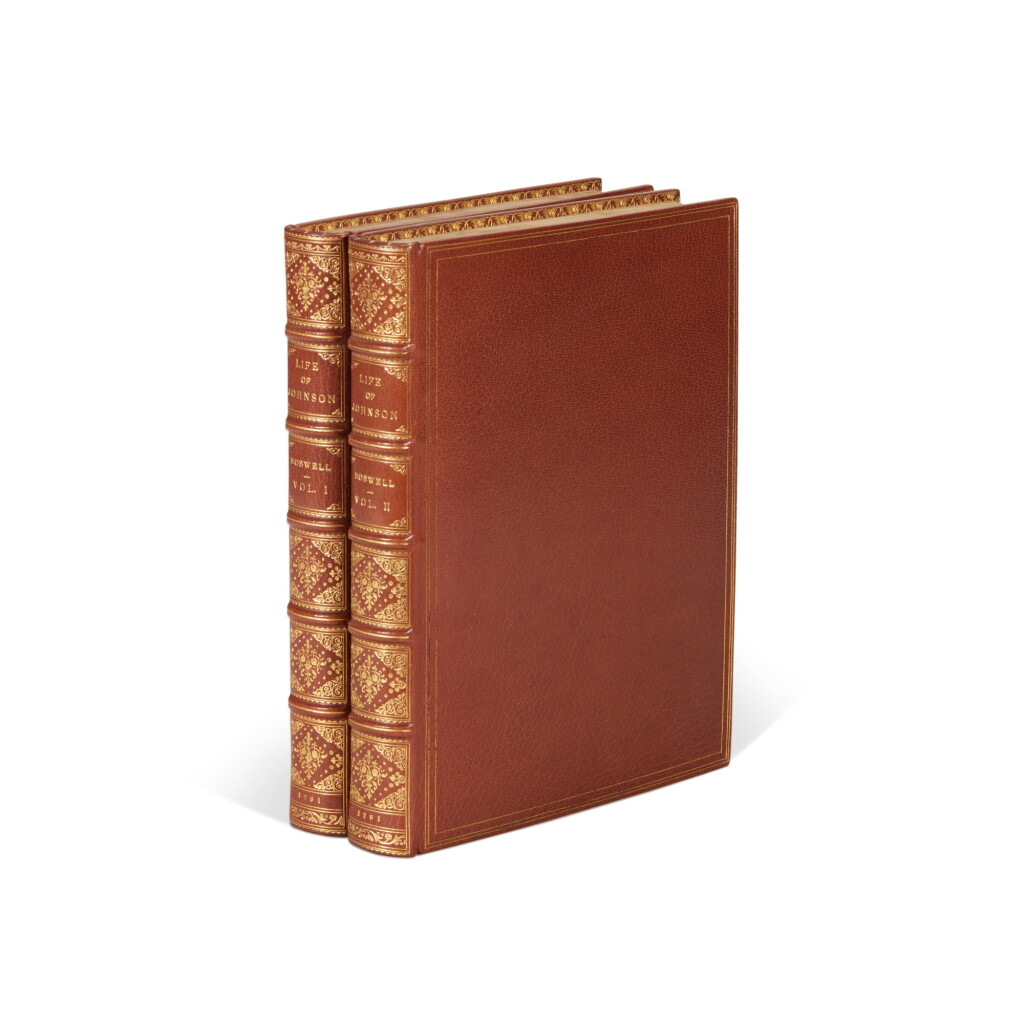 View full screen - View 1 of Lot 106. James Boswell | The Life of Samuel Johnson, London, 1791, 2 vols, nineteenth-century brown morocco gilt by Riviere.