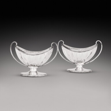 View full screen - View 1 of Lot 385. A pair of Victorian silver and cut-glass salts, Louis Dee, London, 1881.