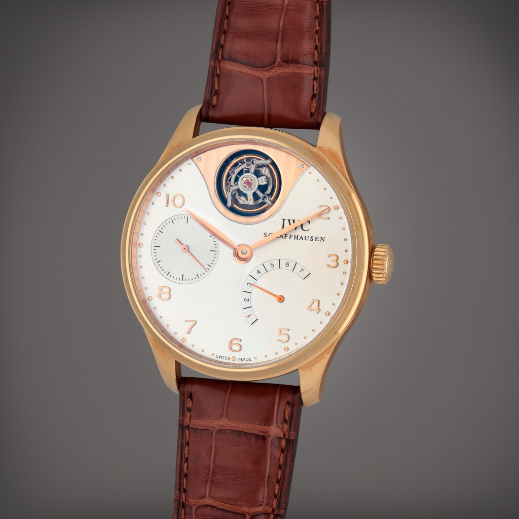 View full screen - View 1 of Lot 427. Portuguese Tourbillon Mystère, Reference 5040-02 | A limited edition pink gold tourbillon wristwatch with power reserve indication | Circa 2005.