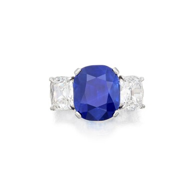 View full screen - View 1 of Lot 74. A Fine Sapphire and Diamond Ring.