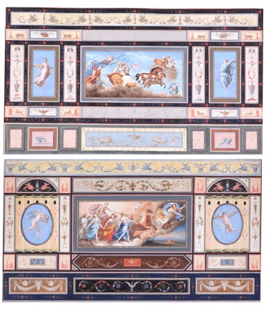 View full screen - View 1 of Lot 193. TOMASSO BIGATTI | CEILING FRESCOES DEPICTING AURORA AND APOLLO, CIRCA 1800, AFTER GUIDO RENI (1575-1642).