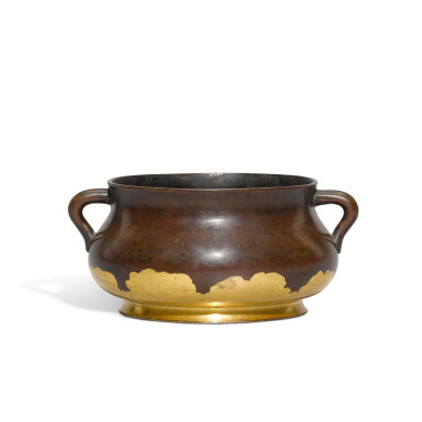 View full screen - View 1 of Lot 51. A very rare gold-inlaid bronze 'cloud' censer, 17th / 18th century.