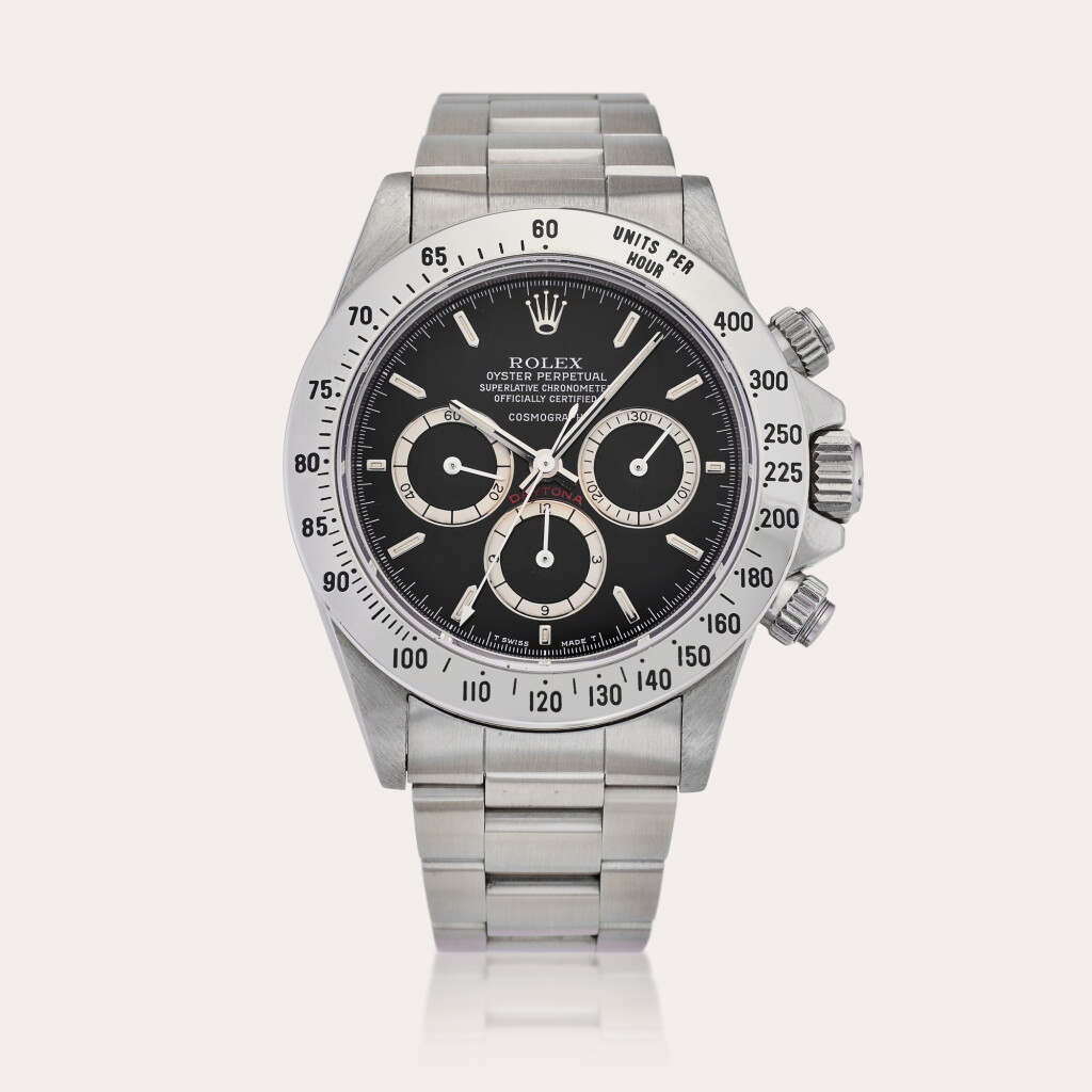 View full screen - View 1 of Lot 10. Reference 16520 'Floating Cosmograph Zenith' Daytona | A stainless steel automatic chronograph wristwatch with bracelet, Circa 1989.