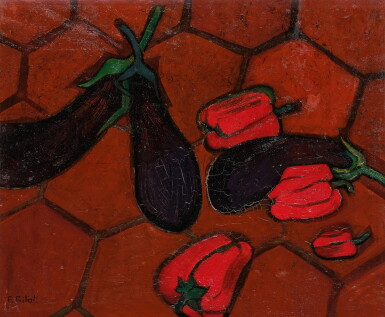 View full screen - View 1 of Lot 622. Eggplants and Red Peppers.