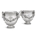 A highly important pair of French silver wine coolers, Robert-Joseph Auguste, Paris, 1766/67; the detachable rims and liners John Bridge for Rundell, Bridge & Rundell, London 1831