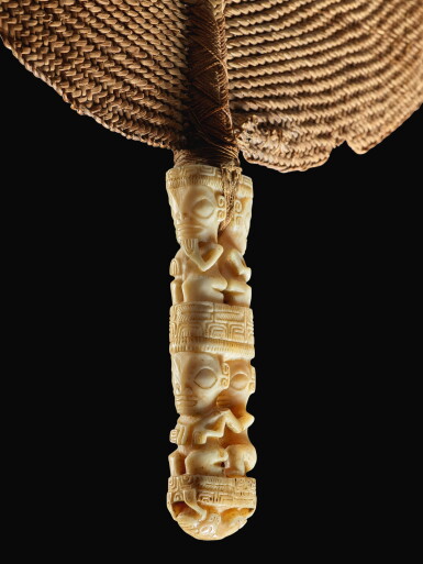View full screen - View 1 of Lot 86. Fan with Marine Ivory Handle, Marquesas Islands.