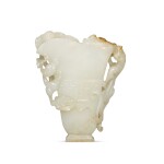 An archaistic white jade libation cup, Qing dynasty, 18th century | 清十八世紀 白玉仿古螭龍紋盃