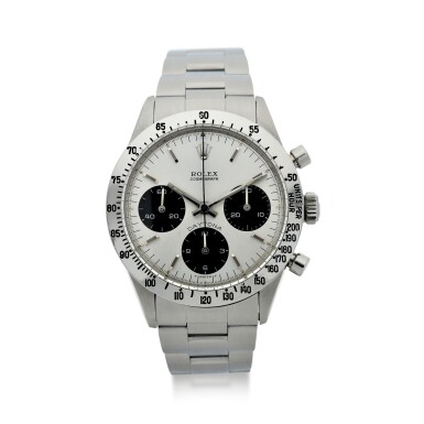 View full screen - View 1 of Lot 5. ROLEX | REFERENCE 6262 DAYTONA A STAINLESS STEEL CHRONOGRAPH WRISTWATCH WITH BRACELET, CIRCA 1971.