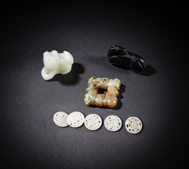 View full screen - View 1 of Lot 129. A group of four jade carvings, Ming / Qing dynasty.