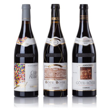 View full screen - View 1 of Lot 524. Trilogy La Landonne, La Turque, La Mouline Guigal 2011 (3 BT).