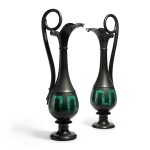 A pair of Ashford black marble and malachite ewers, first half 19th century