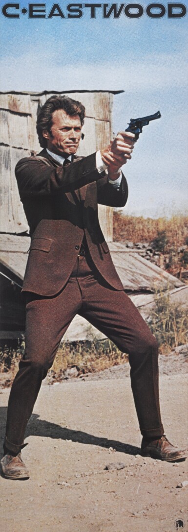 View full screen - View 1 of Lot 13. Dirty Harry (1971), tie-in poster with Voluntary Chain clothing retailers for first Japanese release (1972).