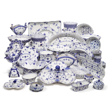 View full screen - View 1 of Lot 425. A very extensive assembled Royal Copenhagen ‘Blue Lace’ dinner, dessert, tea and coffee service, 19th and 20th century.