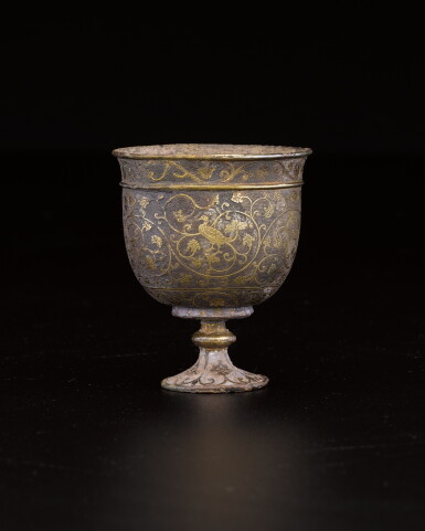 View full screen - View 1 of Lot 244. A parcel-gilt silver stem cup, Tang dynasty | 唐 局部鎏金銀高足盃.