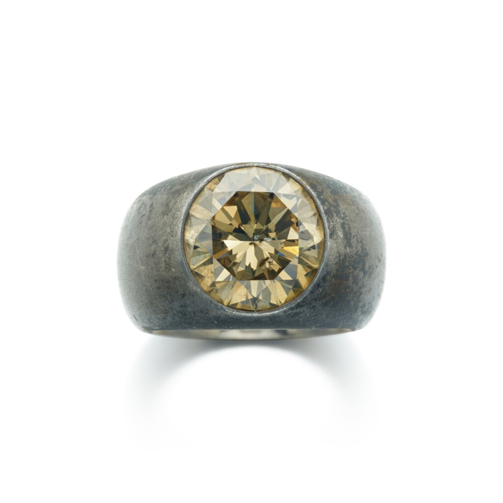 View full screen - View 1 of Lot 796. Iron and Coloured Diamond Ring.