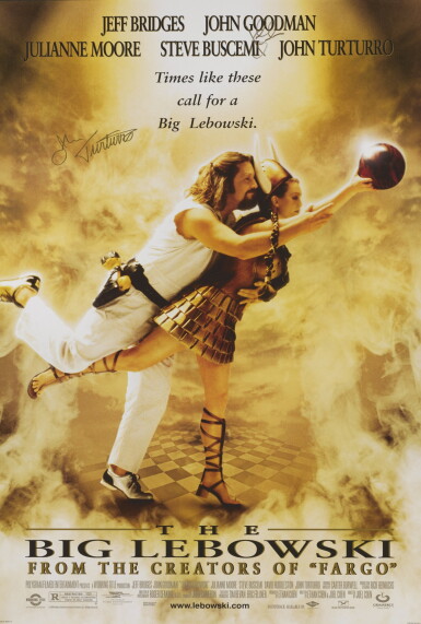 View full screen - View 1 of Lot 248. THE BIG LEBOWSKI (1998) POSTER, US, SIGNED BY JOHN GOODMAN AND JOHN TURTURRO.