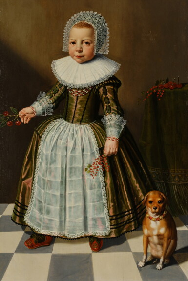 View full screen - View 1 of Lot 4. Portrait of a Young Boy with Cherries, Red Berries, and a Dog.