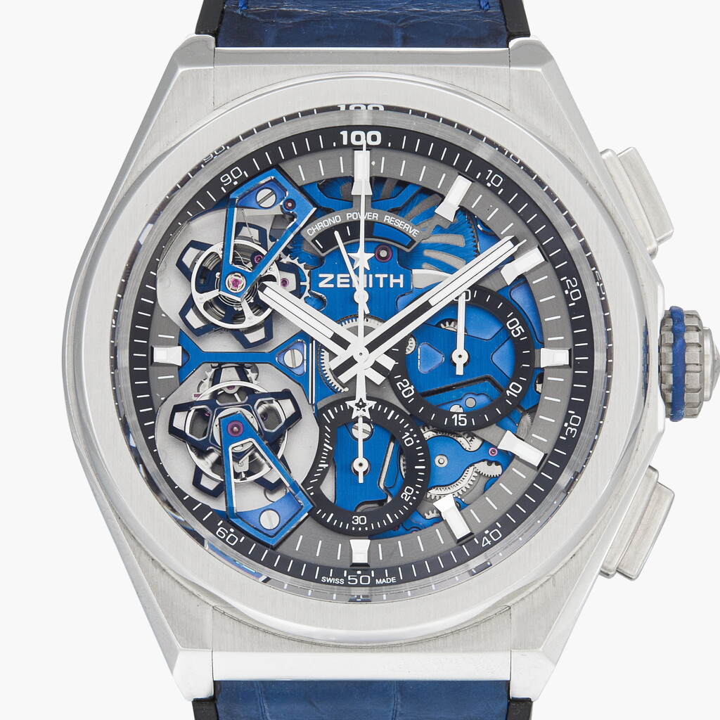 View full screen - View 1 of Lot 259. Defy Double Tourbillon, Reference 40.9000.9020/78.R582 | A platinum and titanium limited edition semi-skeletonized double tourbillon chronograph wristwatch with chronograph power reserve | Circa 2019.