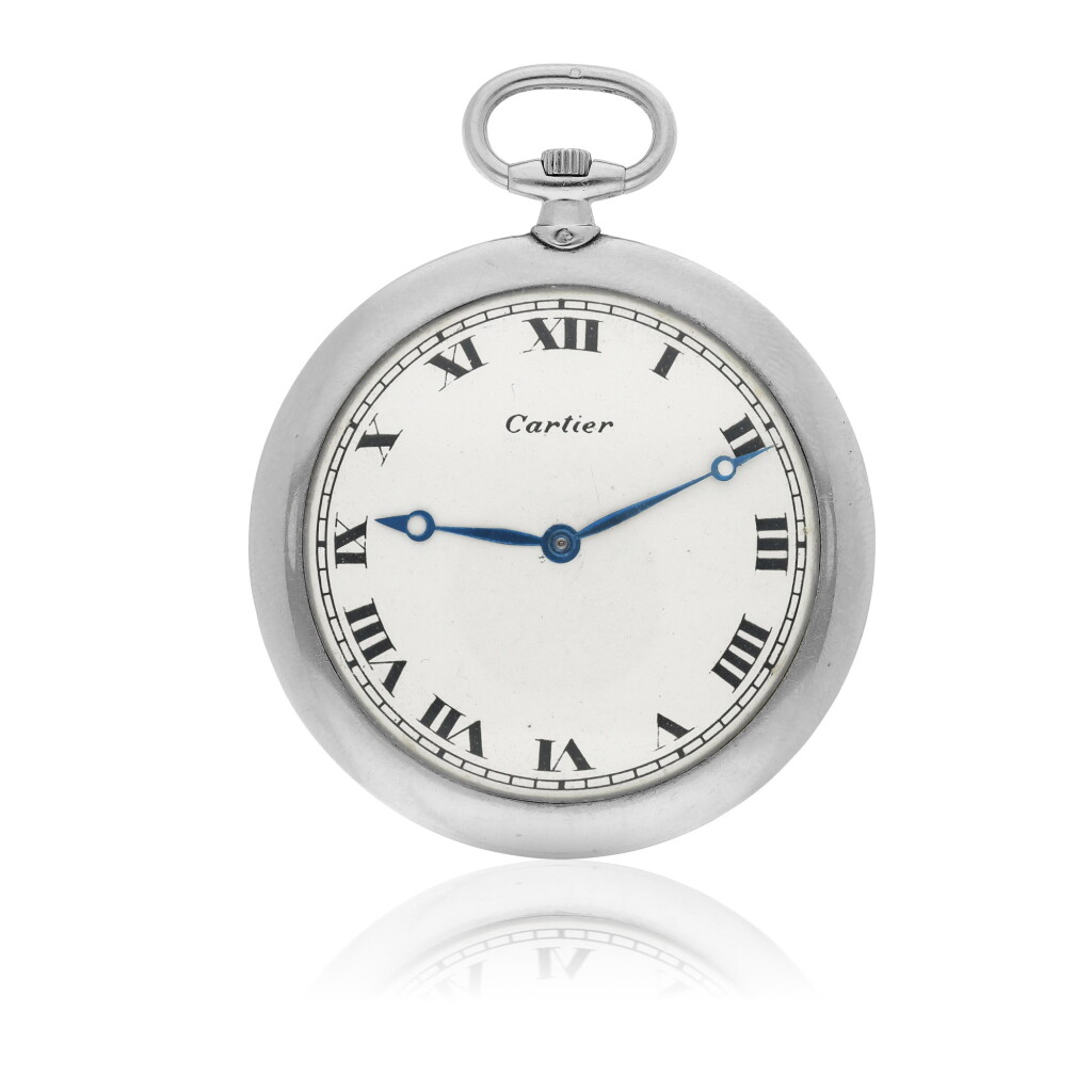 View full screen - View 1 of Lot 216. CARTIER | A PLATINUM ULTRA THIN OPEN FACED WATCH, CIRCA 1925.