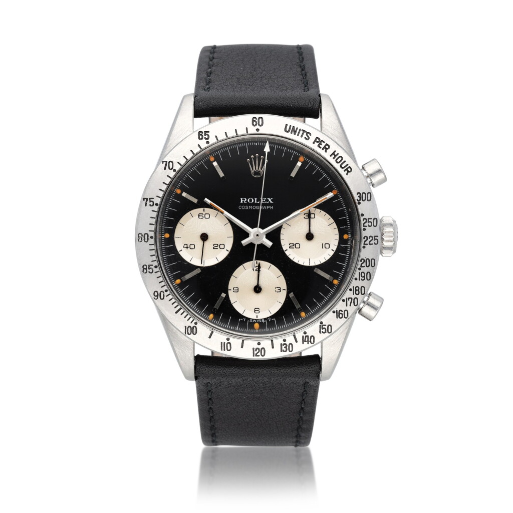 View full screen - View 1 of Lot 2. ‘The Badger’ Daytona, Ref. 6239 | A stainless steel chronograph wristwatch | Circa 1964.