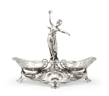 View full screen - View 1 of Lot 251. A German silver centrepiece, circa 1900 | Centre de table en argent orné de 2 coquilles et d'une femme dansante, Allemagne, vers 1900, poinçon d'importation en Autriche, 1902-1918.