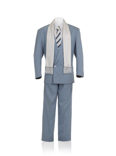 View full screen - View 1 of Lot 275. Freddie Mercury's suit worn for the BPI Brit Awards ceremony and Queen's 20th anniversary party, 1990.
