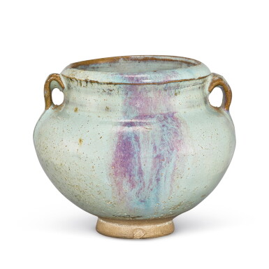 View full screen - View 1 of Lot 484. A SHIWAN JUN-IMITATION HANDLED JAR SONG DYNASTY | 宋 石灣仿鈞窰月白釉雙繫罐.