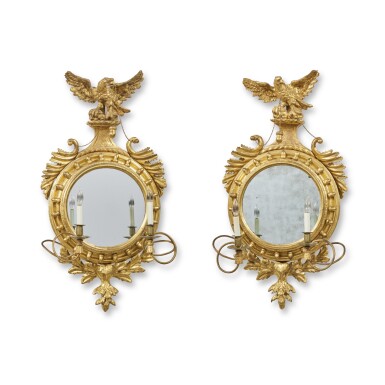 View full screen - View 1 of Lot 56. A Pair of Classical Girandole Mirrors, New York, Circa 1800.