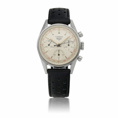 View full screen - View 1 of Lot 913. HEUER | CARRERA 12, REF 2447 STAINLESS STEEL CHRONOGRAPH WRISTWATCH CIRCA 1968.
