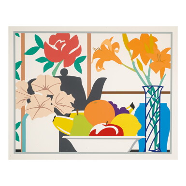 View full screen - View 1 of Lot 303. TOM WESSELMANN | STILL LIFE WITH PETUNIAS, LILIES AND FRUIT.