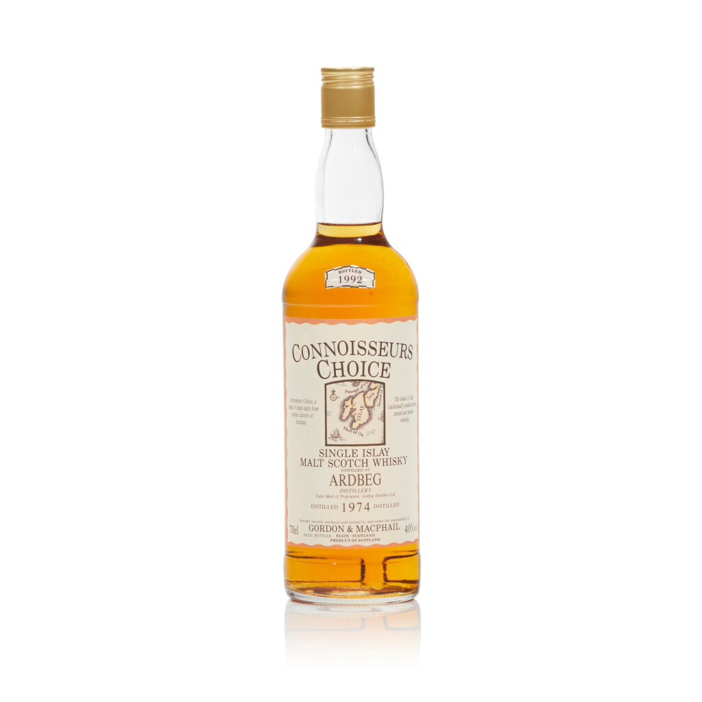 View full screen - View 1 of Lot 140. Ardbeg Gordon & MacPhail Connoisseurs Choice 40.0 abv 1974 (1 BT70).